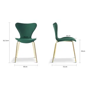 4 Doreen Velvet Upholstered Dining Chair with Black Metal Legs (Set of 4) Green / Gold