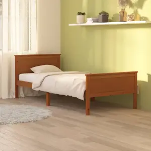 Berkfield Bed Frame Honey Brown Solid Wood Pine 100x200 cm