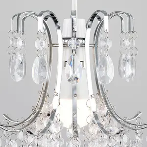 ValueLights Donah Silver Ceiling Pendant Droplets Shade and B22 GLS LED 10W Cool White 6500K Bulb