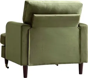 Brigette Olive Green Velvet Armchair With Antique Brass Castor Legs - Daals - Armchairs