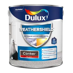 Dulux Weathershield Conker Gloss Exterior Metal & wood paint, 2.5L