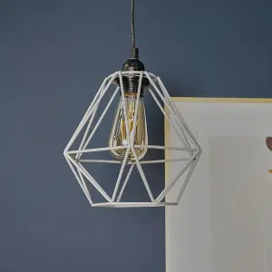 ValueLights Diablo Modern Geometric Grey Metal Cage Ceiling Pendant Light Shade