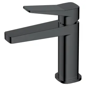 RAK Petit Matt Black Modern Basin Sink Mixer Tap Solid Brass