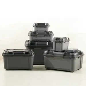 Ezy Storage Bunker tough Black 80L Large Stackable Wheeled Storage box with Lid