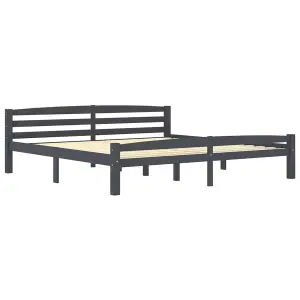 Berkfield Bed Frame Dark Grey Solid Pinewood 200x200 cm