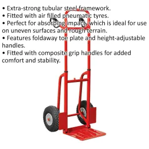 Heavy-Duty 200kg Folding Sack Truck with Pneumatic Tyres for Rough Terrain