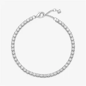 Pandora Sparkling Tennis Bracelet - Sterling Silver / Cubic Zirconia - Sz. 18 cm