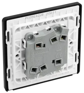 BG PCDMG42WB Matt Grey Evolve 2 Gang 20A 16AX 2 Light Switch-Black Insert