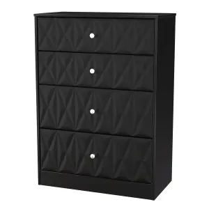 San Jose Ready assembled Black 4 Drawer Chest (H)1063mm (W)766mm (D)395mm