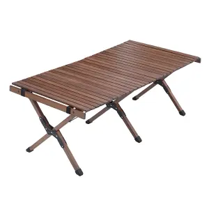 Livingandhome Outdoor Foldable Low Wooden Table with Carrying Bag for Picnic and Camping 120cm W x 60cm D x 45cm H