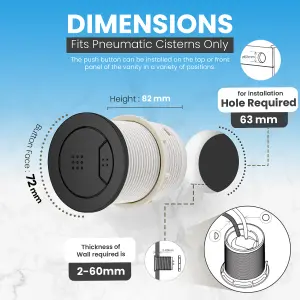 Toilet Flush Button Replacement - Dual Button Toilet Flush Buttons - Pneumatic Technology - Fingerprint Resistant