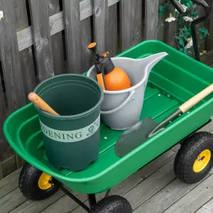 Outsunny 75L Garden Cart Trolley Dump Wheelbarrow Trailer Truck 4 Wheels Green