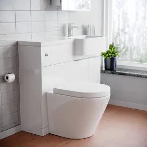 Nes Home 1000mm Right Hand Freestanding Cabinet White with Basin, WC Unit & Toilet