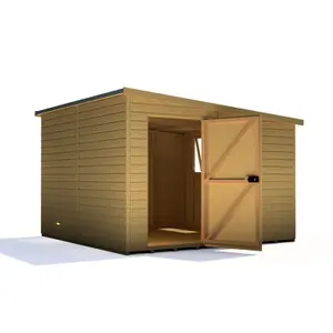 Shire Norfolk Workshop Pent Shed 10x10 Double Door 19mm Loglap Style A