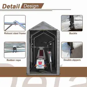 Small Grey Backyard Waterproof Bicycle Motorbike Storage Tent PE Shelter