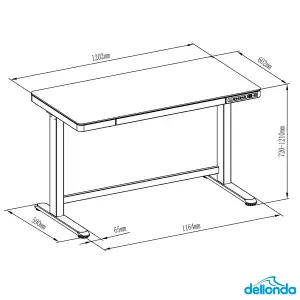 Dellonda Oak Electric Adjustable Standing Desk with USB & Drawer, 1200 x 600mm