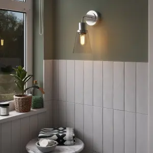 GoodHome Bobwhite Chrome effect Wired Bathroom wall light