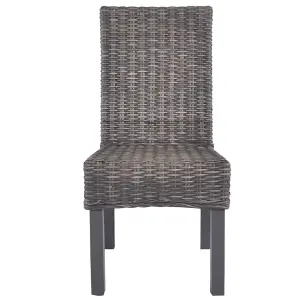 Berkfield Dining Chairs 4 pcs Brown Kubu Rattan and Mango Wood