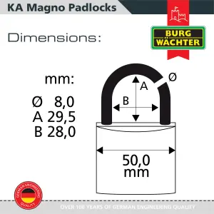 Solid Brass Body Keyed alike 50mm Padlock Standard Shackle (5 in a box)