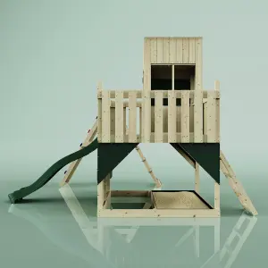 PolarPlay Kids Climbing Tower & Playhouse with Swing and Slide - Climb & Swing Yaalon Green