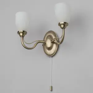 Litecraft Madrid Antique Brass 2 Arm Wall Light