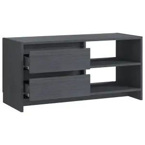 vidaXL TV Cabinet Grey 80x31x39 cm Solid Pinewood