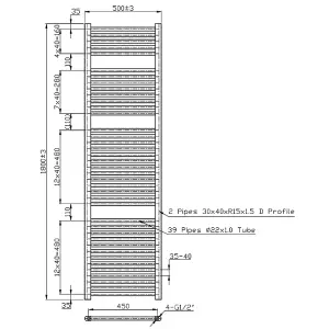 Rinse 1800x500mm Chrome Bathroom Heated Towel Rail Radiator Straight Ladder Style Towel Warmer