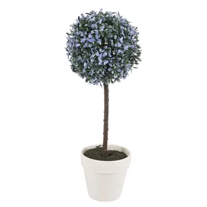 URBNLIVING 41cm Height Decorative Artificial Outdoor Ball Blue Plant Tree Pot Colour Large