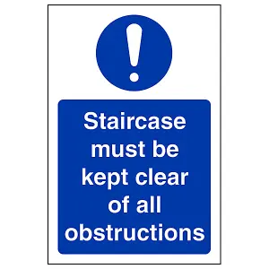 Staircase Clear All Obstructions Sign Glow in the Dark 150x200mm (x3)