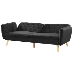 Beliani Modern Sofa Bed BARDU Black Velvet