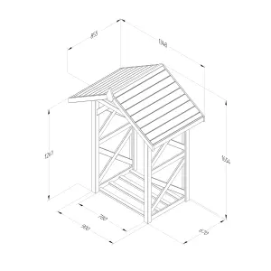 Forest Garden Wooden 5x4 ft Apex Wall log store