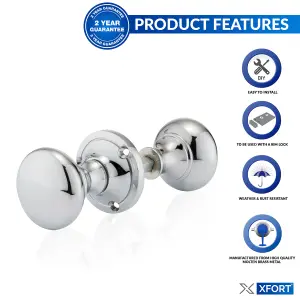 XFORT Polished Chrome Victorian Style Rim Knob