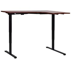 Adjustable Desk Electric Right Hand Dark Wood DESTINES