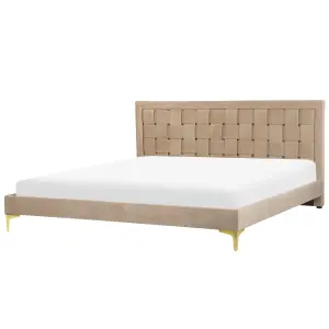 Velvet EU Super King Size Bed Taupe LIMOUX