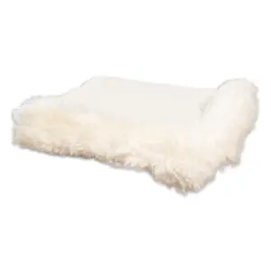 White Linen Blanket Sheepskin Trim 140x180cm