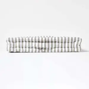 Homescapes Cotton Light Grey Thin Stripe Floor Cushion, 40 x 40 cm