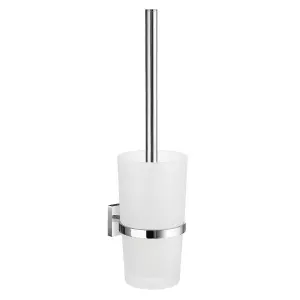 Smedbo Wall Mounted Toilet Brush and Frosted Glass Container