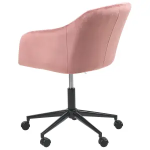 Beliani Modern Desk Chair Velvet Pink VENICE