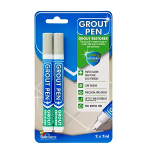 Grout Pen - Designed for restoring tile grout in bathrooms & kitchens (LIGHT GREY)