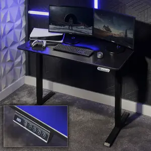 X-Rocker Ascend Height Adjustable Gaming Desk, 120cm Wide - BLACK