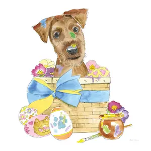 Easter Pups III - Wrapped Canvas Painting 30cm H x 30cm W x 3.8cm D