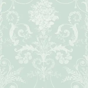 Laura Ashley Josette Duck egg Damask Smooth Wallpaper Sample