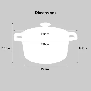 Cast Iron Casserole Dish 20cm Oven Proof Enamelled Pan with Lid