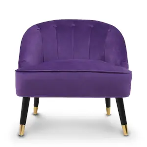 Velvet Purple Slipper Bedroom Accent Chair