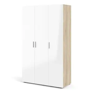 Pepe Wardrobe with 3 doors in Oak with White High Gloss