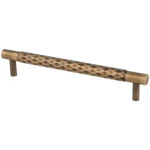 Diamond T Bar Pull Handle - Antique Brass - 160mm Centres SOLID BRASS Drawer