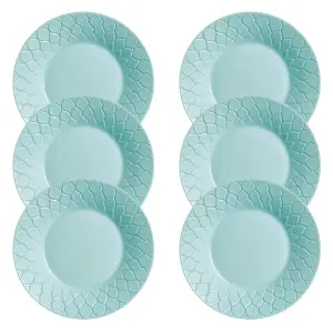 URBNLIVING 2cm Height Blue Glass Luminarc Dinnerware Dessert Plate Set of 6