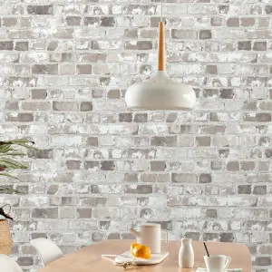 GoodHome Givry Beige Stone effect Brick Textured Wallpaper Sample