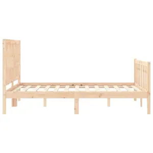 Berkfield Bed Frame with Headboard Small Double Solid Wood