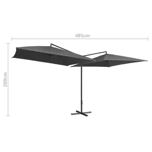 Berkfield Double Parasol with Steel Pole 250x250 cm Anthracite